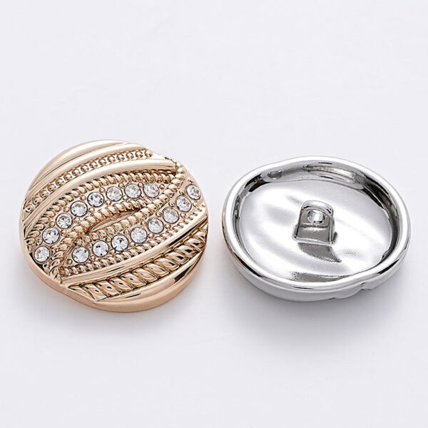Threaded Diamond Gold Silver Metal Round Shank Button 6pcs - Image 2