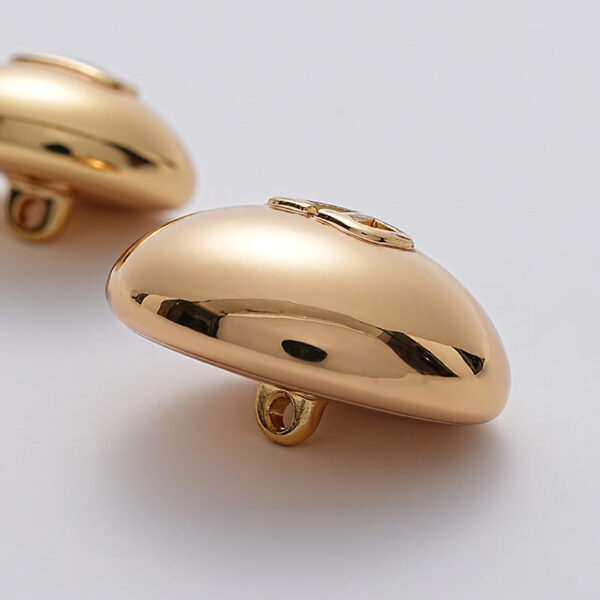 Letter V Hollow Mushroom Gold Metal Shank Button 6pcs - Image 2