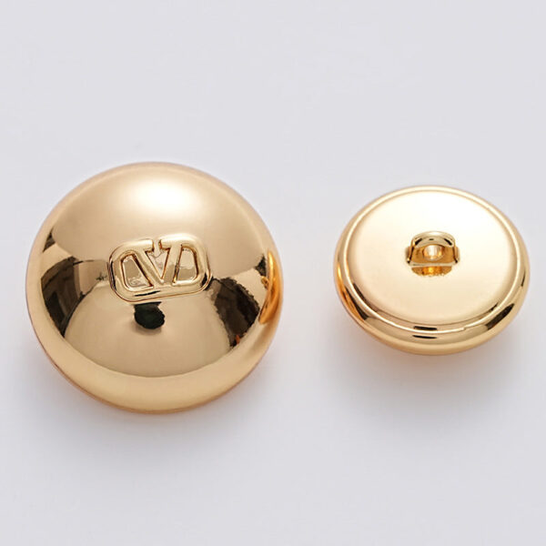 Letter V Hollow Mushroom Gold Metal Shank Button 6pcs - Image 3
