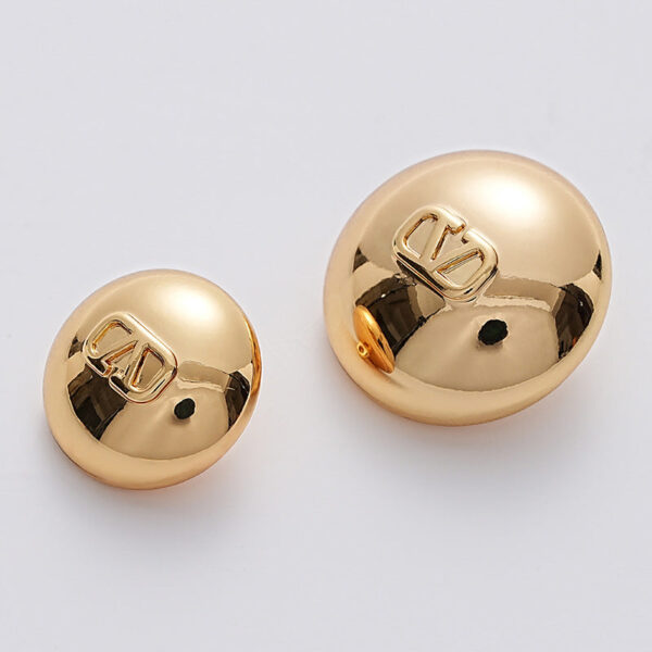 Letter V Hollow Mushroom Gold Metal Shank Button 6pcs - Image 4