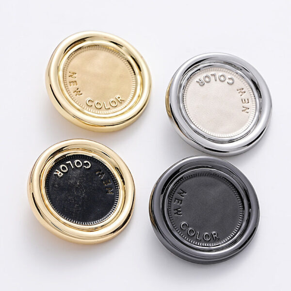 Simple Two-Tone Round Metal Sewing Button with Handle 5PCS