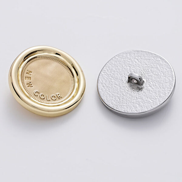 Simple Two-Tone Round Metal Sewing Button with Handle 5PCS - Image 3