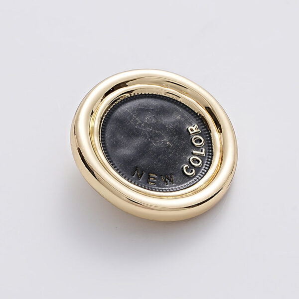 Simple Two-Tone Round Metal Sewing Button with Handle 5PCS - Image 4