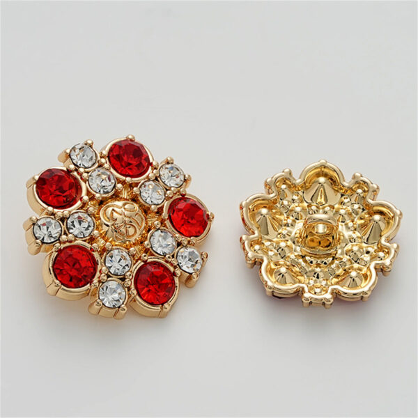 Retro Enameled Fully Diamond-Inlaid Metal Button with Handle 5pcs - Image 4