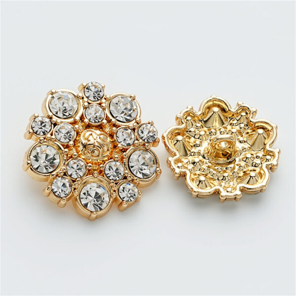 Retro Enameled Fully Diamond-Inlaid Metal Button with Handle 5pcs - Image 3