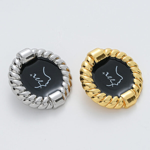 Black Oiled Beauty Head Pattern Rope Edge Metal Button 10pcs - Image 3