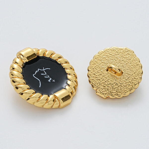 Black Oiled Beauty Head Pattern Rope Edge Metal Button 10pcs - Image 4
