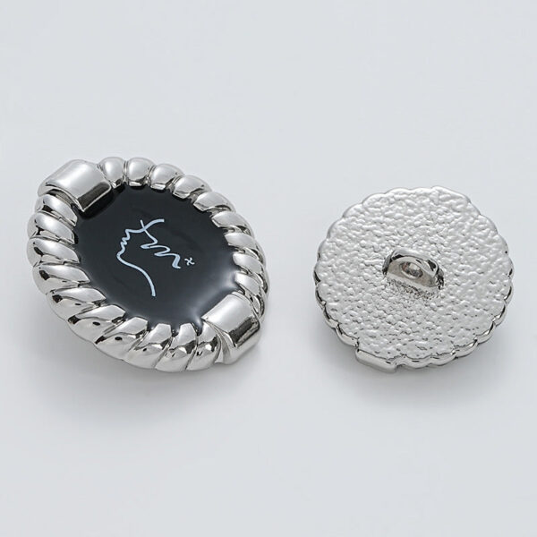Black Oiled Beauty Head Pattern Rope Edge Metal Button 10pcs - Image 5