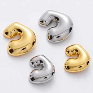 Irregular C-Shaped Gold Silver Sewing Metal Shank Button 6pcs