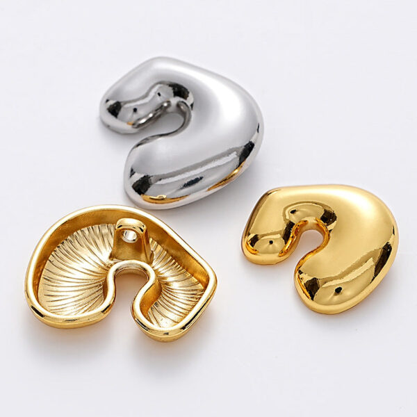 Irregular C-Shaped Gold Silver Sewing Metal Shank Button 6pcs - Image 2
