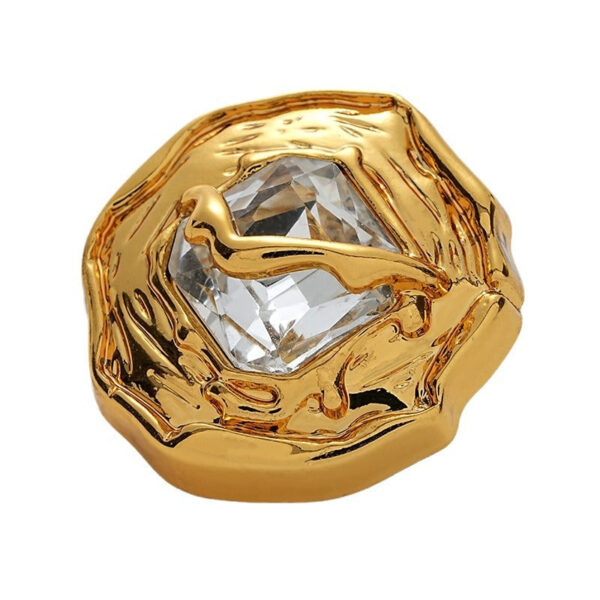 Wrinkled Surface Diamond-Inlaid Gold Silver Metal Button 10pcs - Image 3