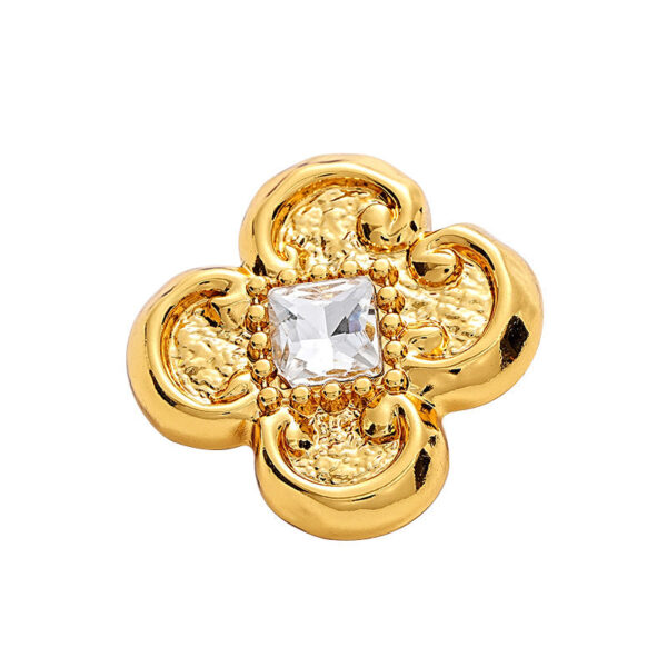 Flower-Shape Diamond Gold Silver Metal Chiffon Blouse Button 5pcs - Image 4