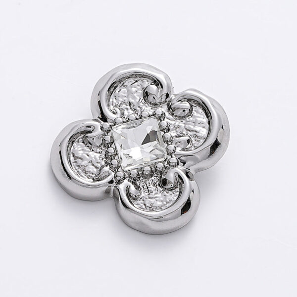 Flower-Shape Diamond Gold Silver Metal Chiffon Blouse Button 5pcs - Image 3