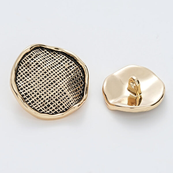 Golden Silver Metal Button Wrinkled Corrugated Gauze Surface 6pcs - Image 4