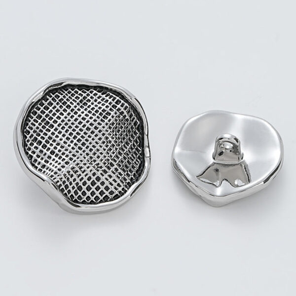 Golden Silver Metal Button Wrinkled Corrugated Gauze Surface 6pcs - Image 5
