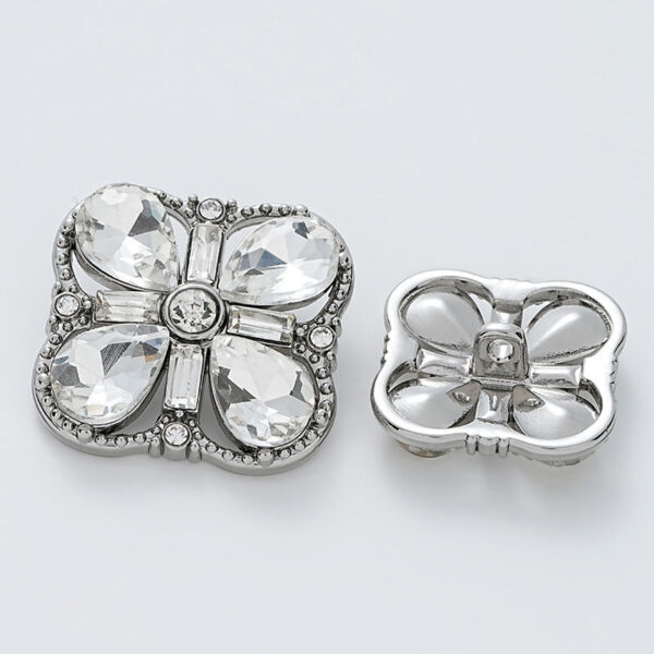 Square Fully Diamond-Inlaid Gold Silver Metal Shank Button 10pcs - Image 5