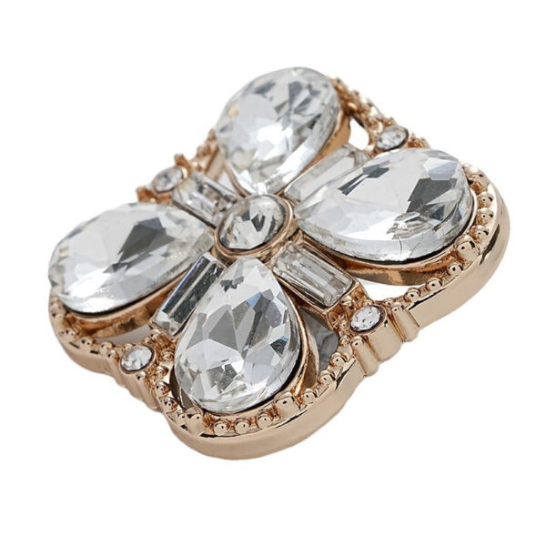 Square Fully Diamond-Inlaid Gold Silver Metal Shank Button 10pcs - Image 3
