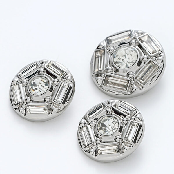 Fully Diamond Five-Pointed Star Silver Metal Button 6pcs - Image 4
