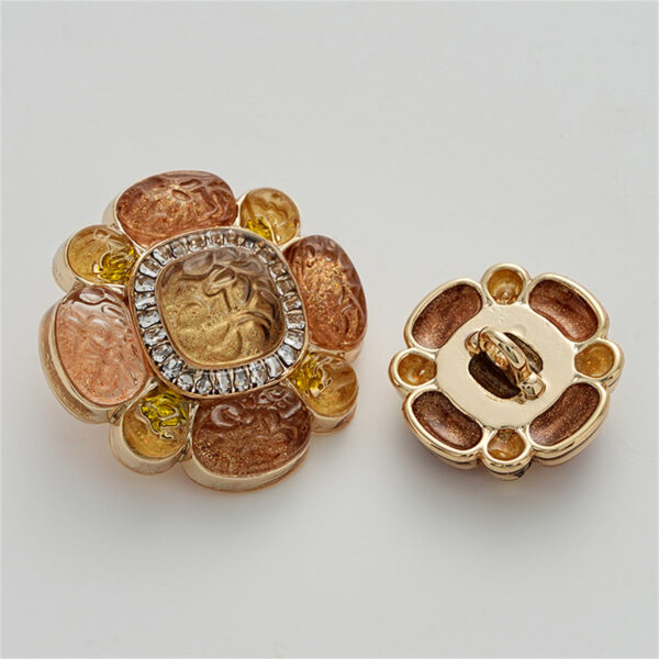 High-End Floral Diamond-Inlaid Resin Metal Button with Handle 3pcs - Image 4