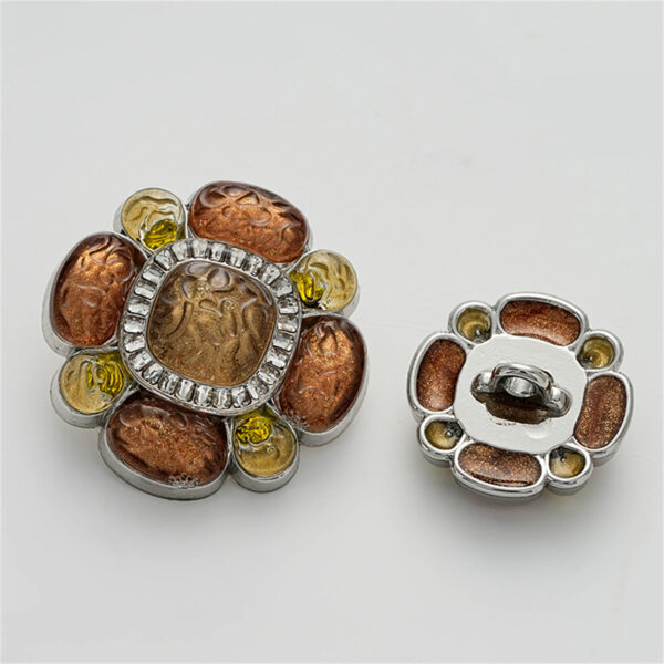 High-End Floral Diamond-Inlaid Resin Metal Button with Handle 3pcs - Image 5