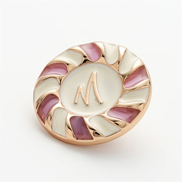 M-Letter Enamel Decorated Rose Gold Metal Buttons with Handle 6pcs - Image 4