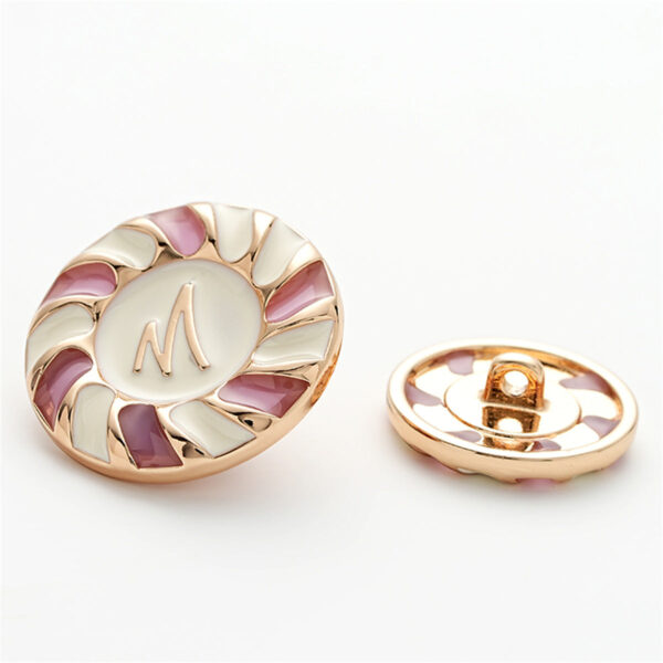 M-Letter Enamel Decorated Rose Gold Metal Buttons with Handle 6pcs - Image 2
