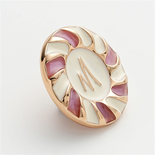 M-Letter Enamel Decorated Rose Gold Metal Buttons with Handle 6pcs - Image 3