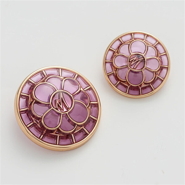 Rose Red Metal Button with Flower and M Letter 5pcs - Image 2