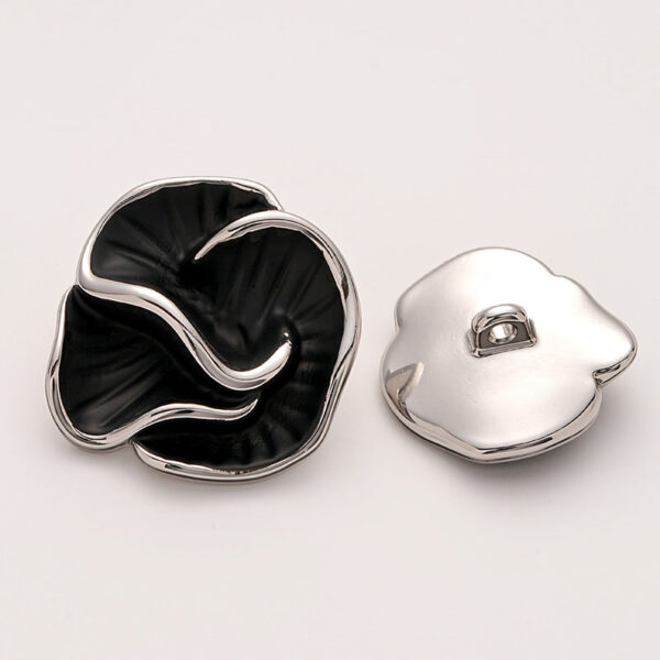 High-End Colored Enameled Camellia Metal Coat Button with Handle 5pcs - Image 7