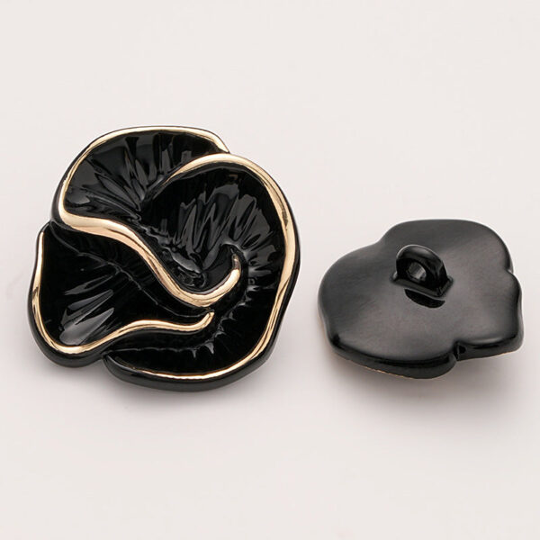 High-End Colored Enameled Camellia Metal Coat Button with Handle 5pcs - Image 6