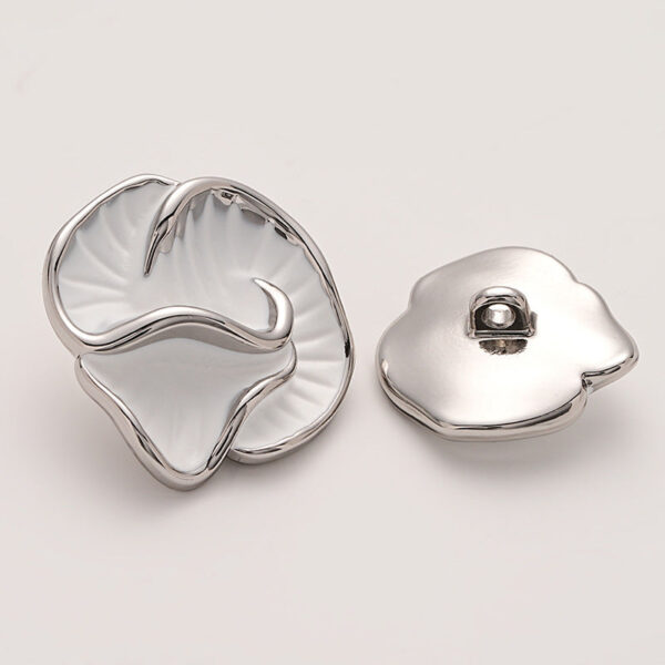 High-End Colored Enameled Camellia Metal Coat Button with Handle 5pcs - Image 5