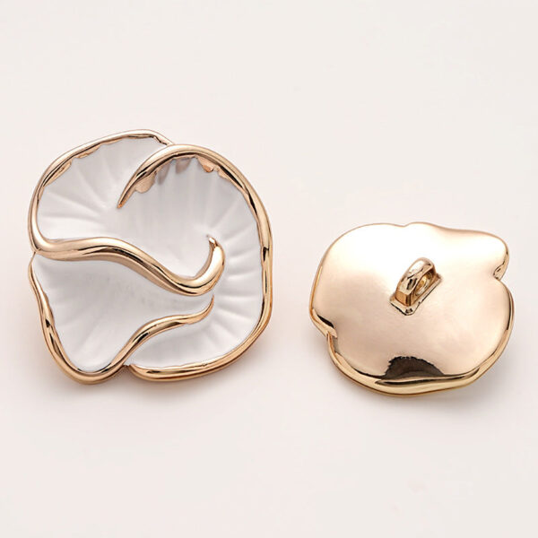 High-End Colored Enameled Camellia Metal Coat Button with Handle 5pcs - Image 4