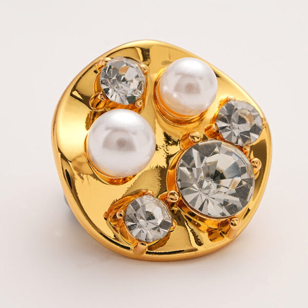 Diamond Pearl-Inlaid Premium Gold Metal Shank Button 5pcs - Image 4