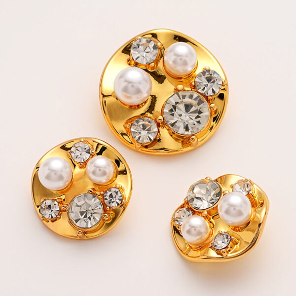 Diamond Pearl-Inlaid Premium Gold Metal Shank Button 5pcs - Image 5