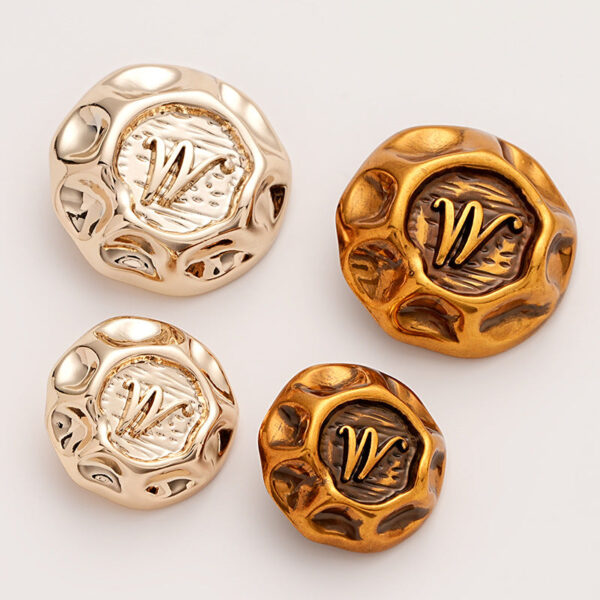 Retro Irregular M Letter Decorative Metal Button 5pcs - Image 2