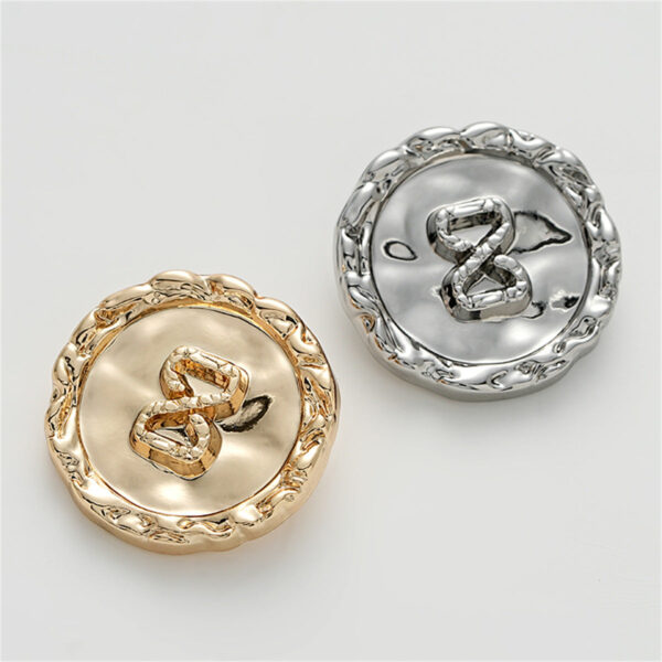 Concave Wrinkled Number 8 Irregular Decorative Metal Button 5pcs - Image 2