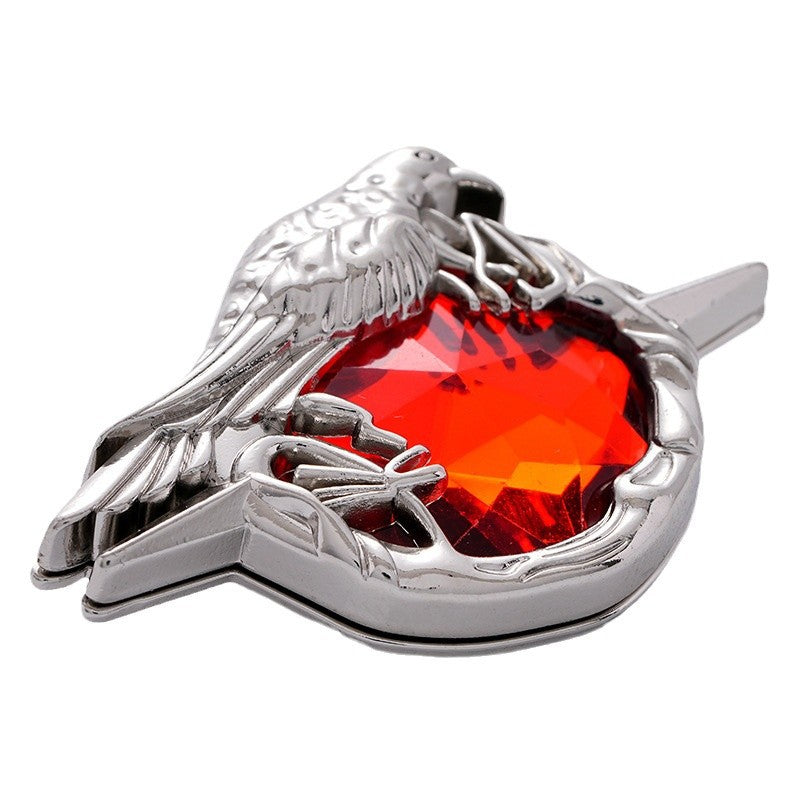 Retro Fashion Dark Crow Red Diamond Metal Badge Brooch 2pcs - Image 3