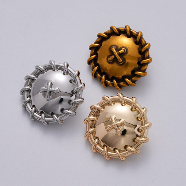 Retro Korean Style Woven Pattern Personality Metal Button 5pcs - Image 3