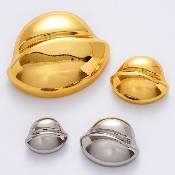 Golden Silver Irregular Clam Shell-Shaped Metal Button 5pcs - Image 2