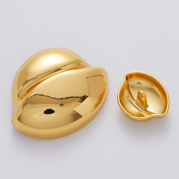 Golden Silver Irregular Clam Shell-Shaped Metal Button 5pcs - Image 4