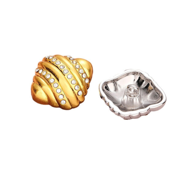 23mm Fashion Croissant Diamond-Inlaid Metal Button 5pcs - Image 2
