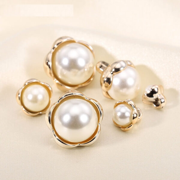 9-21mm Plastic Electroplated Flower Pearl Buttons 30pcs - Image 2