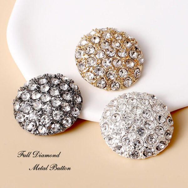 13-38mm Gold Silver Gunmetal Full-Diamond Metal Buttons 10pcs - Image 5