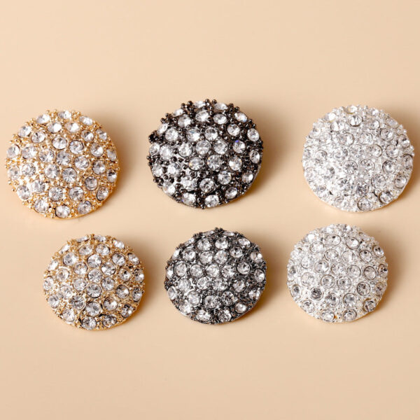 13-38mm Gold Silver Gunmetal Full-Diamond Metal Buttons 10pcs - Image 2