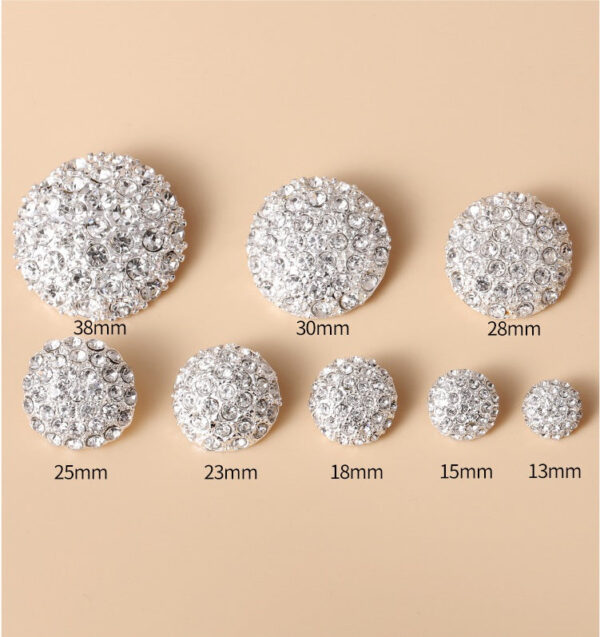 13-38mm Gold Silver Gunmetal Full-Diamond Metal Buttons 10pcs - Image 3