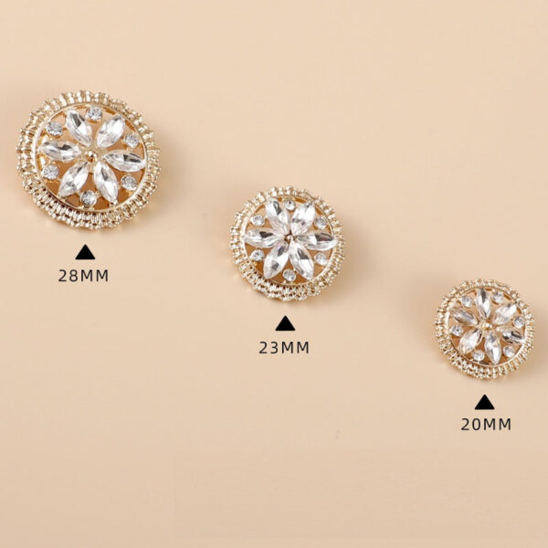 20-28mm Round Flower Rhinestone Metal Shank Buttons 10pcs - Image 5