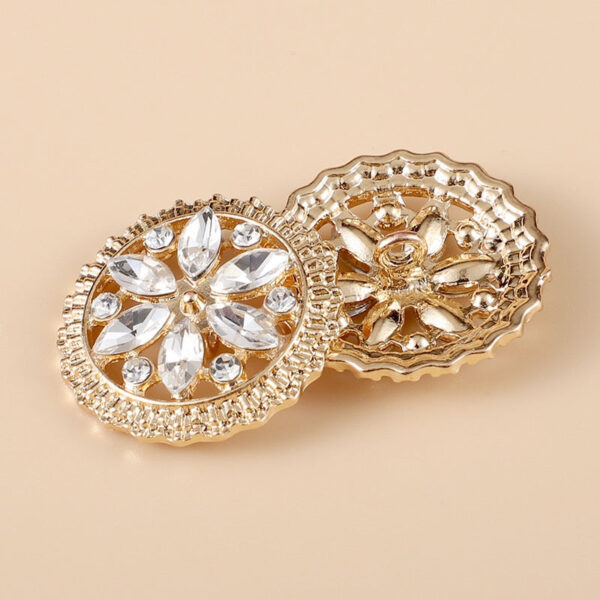 20-28mm Round Flower Rhinestone Metal Shank Buttons 10pcs - Image 6