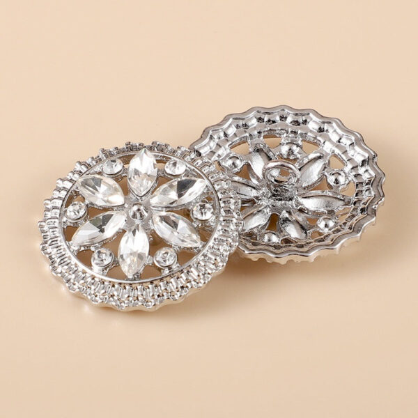 20-28mm Round Flower Rhinestone Metal Shank Buttons 10pcs - Image 7