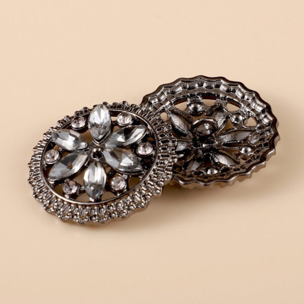 20-28mm Round Flower Rhinestone Metal Shank Buttons 10pcs - Image 8