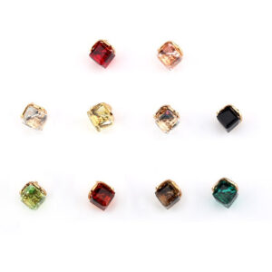 12mm Square Crystal Glass Decorative Mini Buttons 10pcs